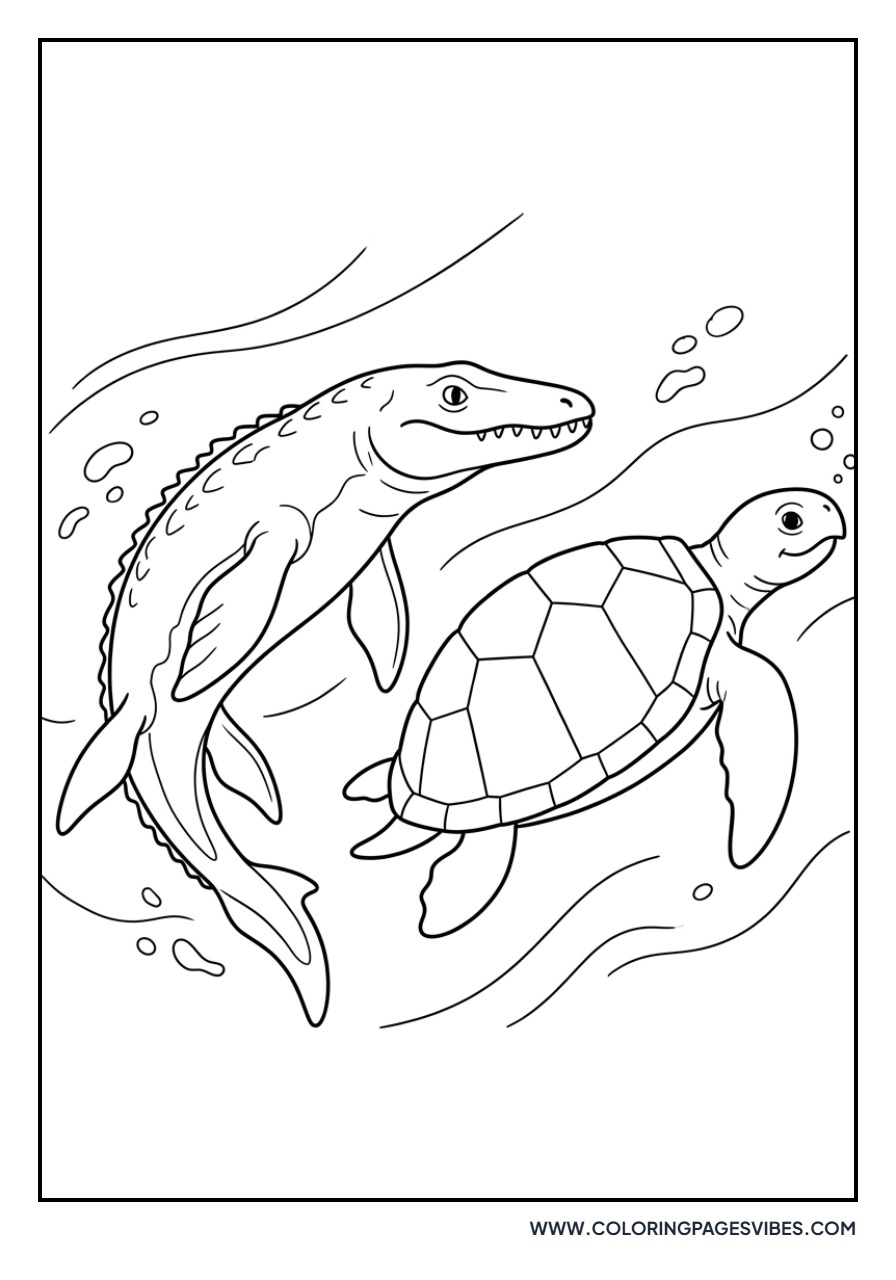 Mosasaurus with Sea Turtle