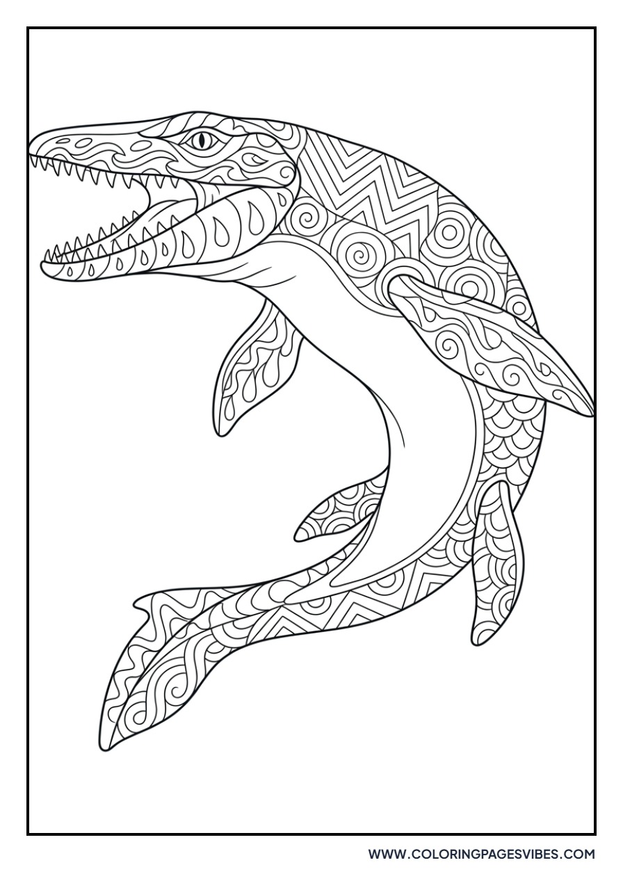 Mosasaurus Zentangle