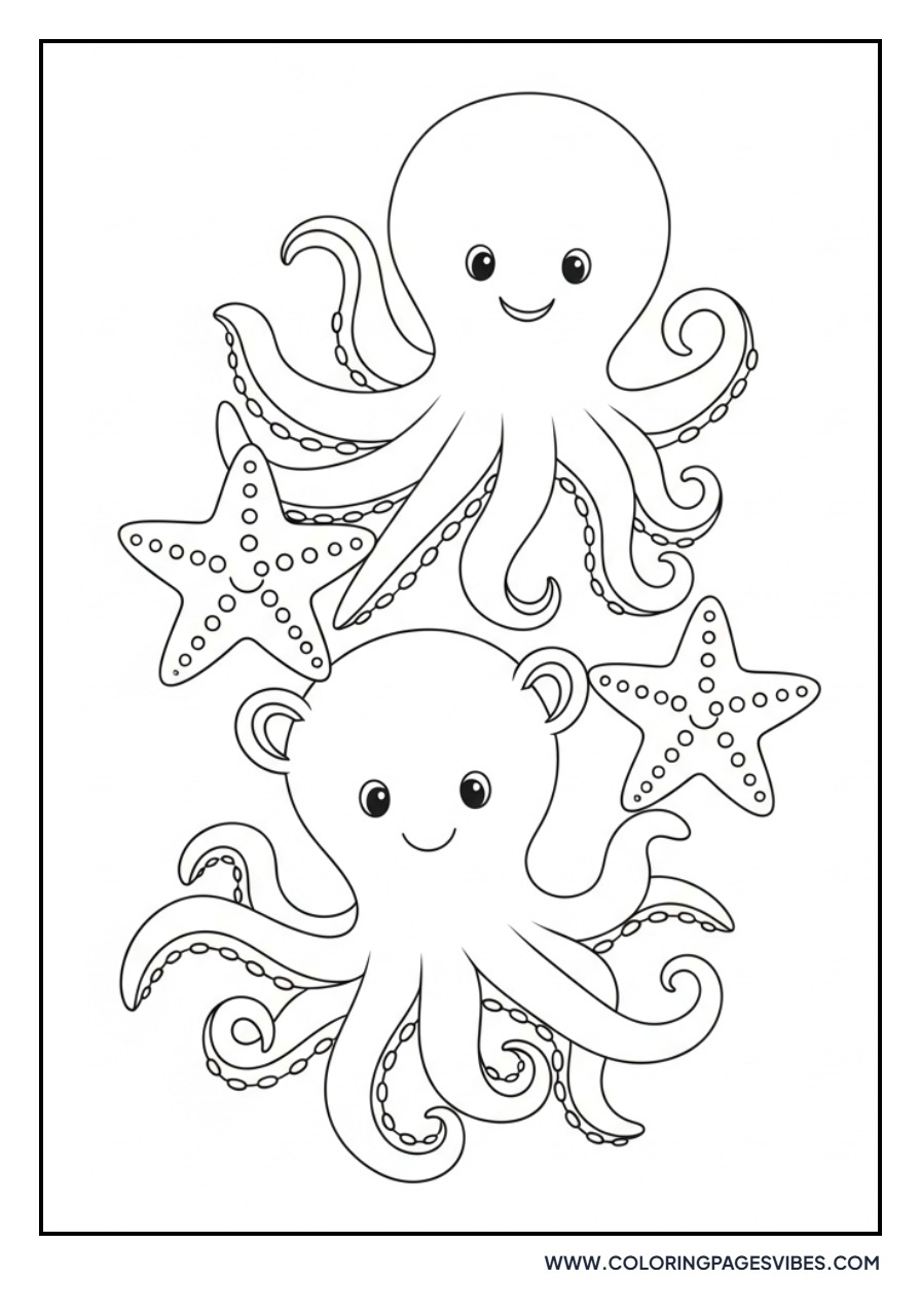Octopus and Starfish Friends
