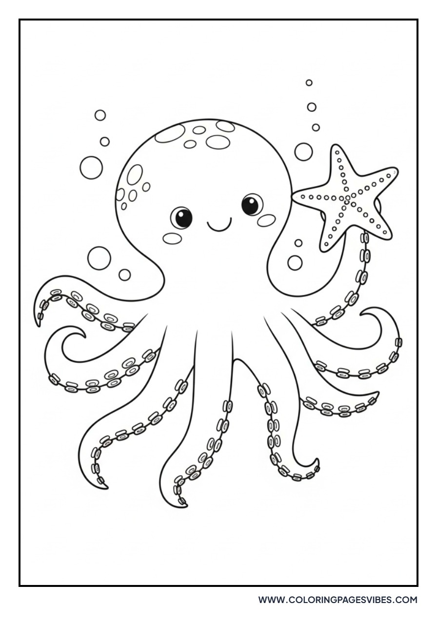 Octopus Holding a Starfish