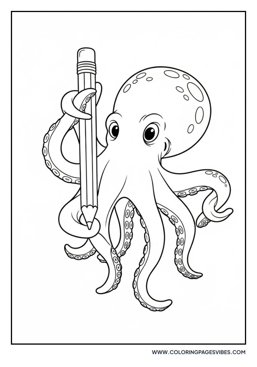 Octopus Holding Pencil