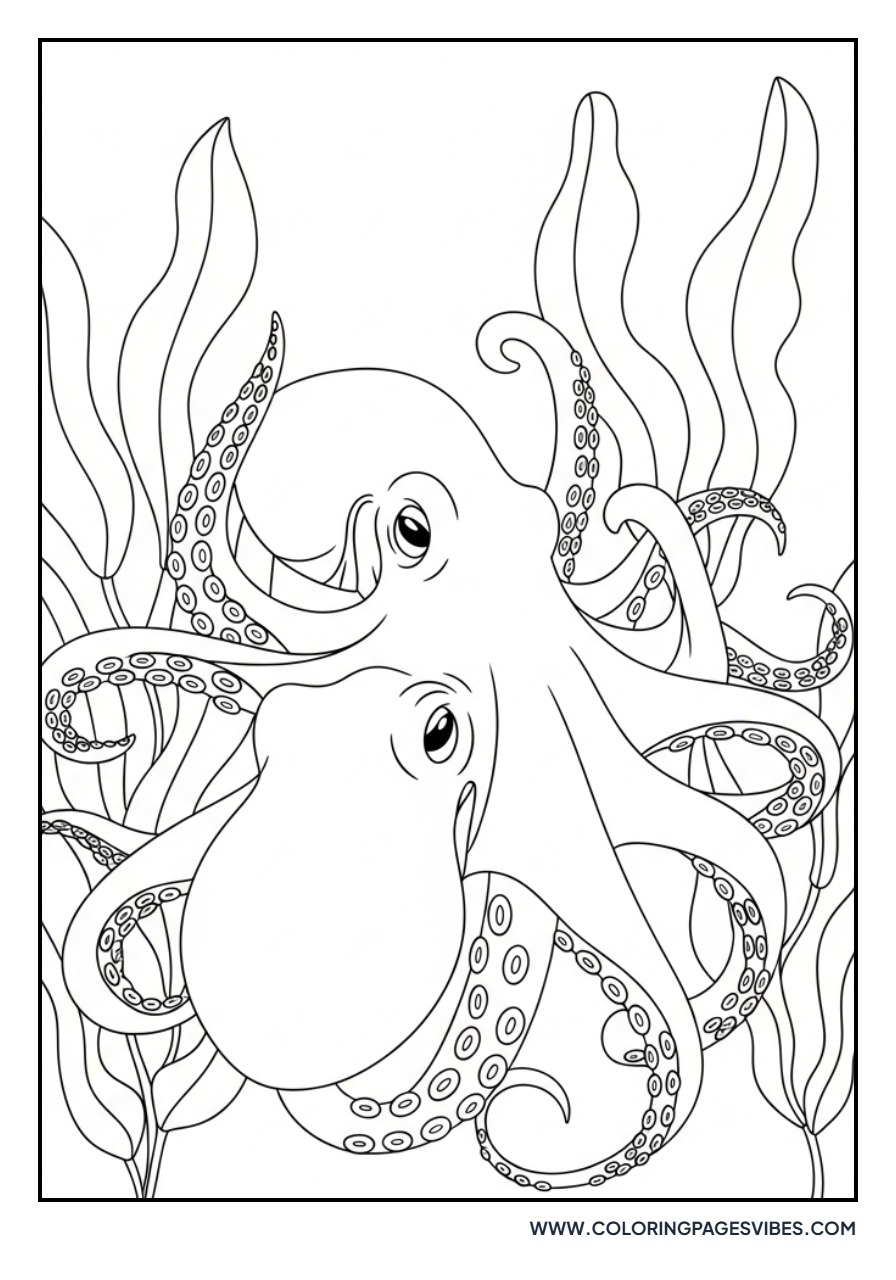 Octopus near Floating Kelp