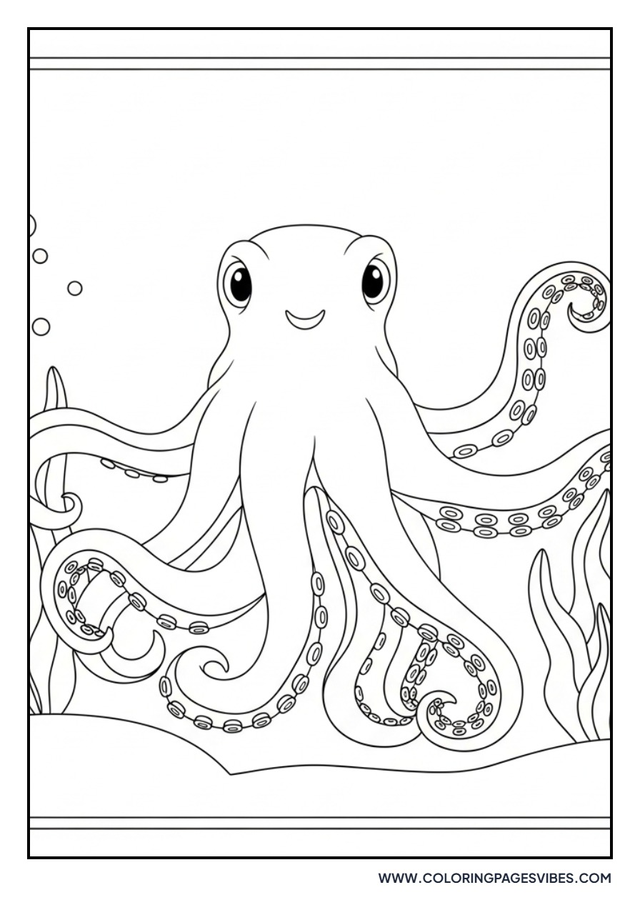 Octopus Near Seaweed