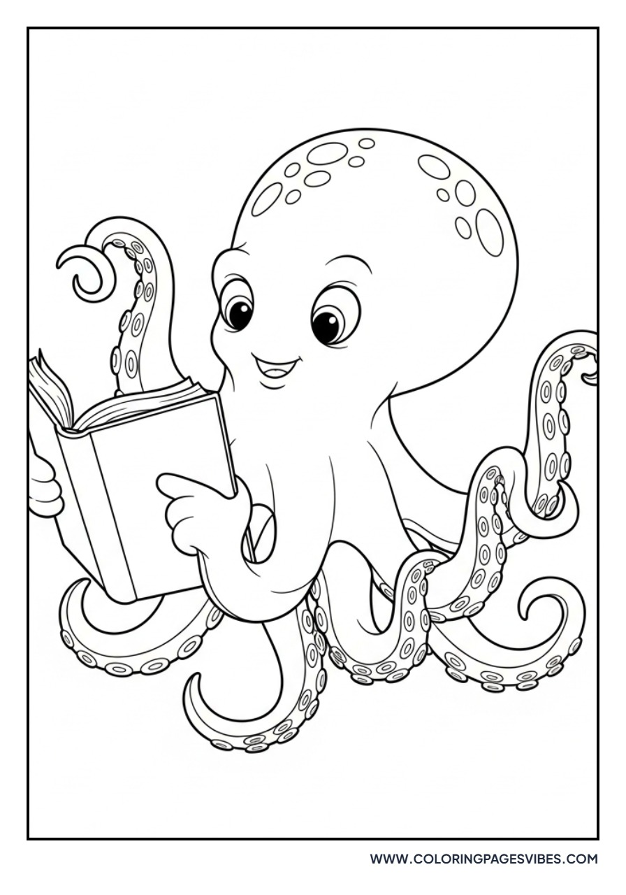 Octopus Reading a Book