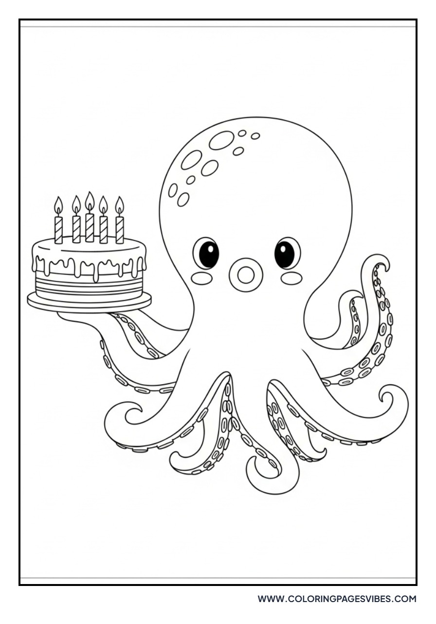 Octopus with Birthday Cake