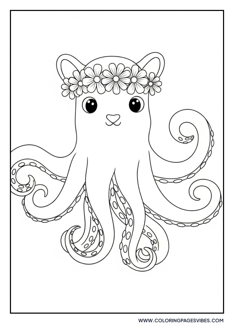 Octopus with Flower Crown