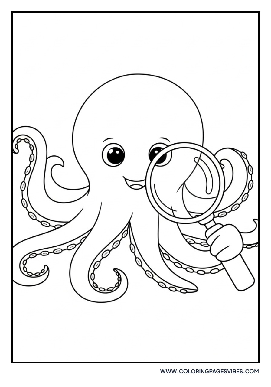 Octopus with Magnifying Tool
