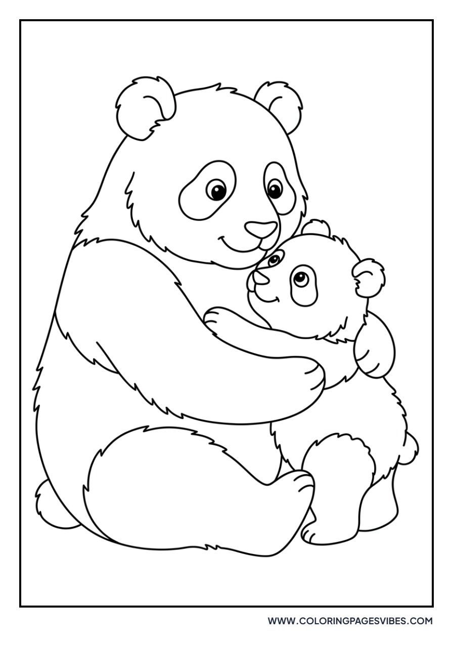 Mother Panda Hugging Cub