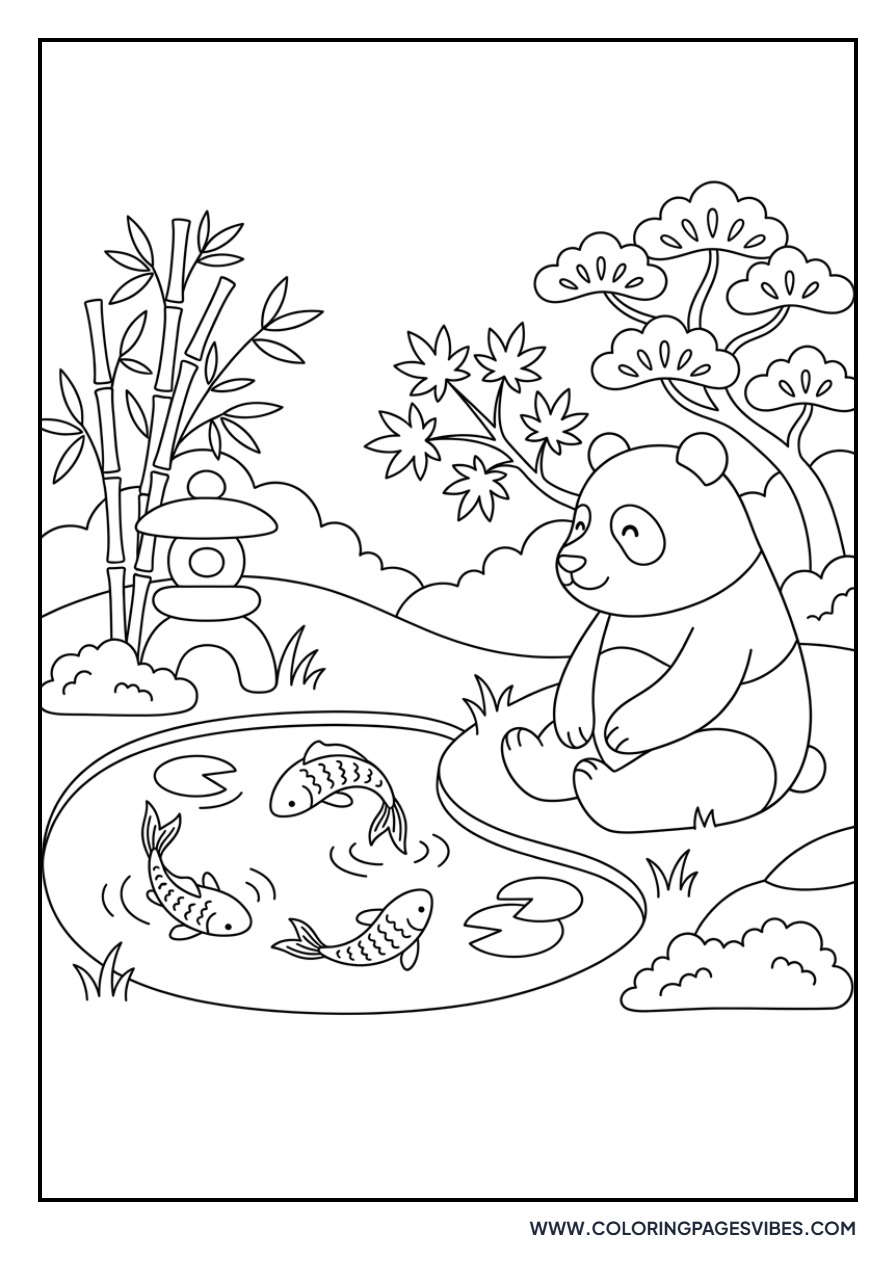 Panda and Koi Fish