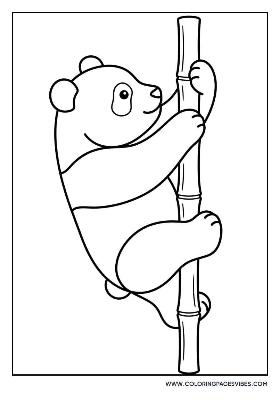 Panda Climbing Bamboo