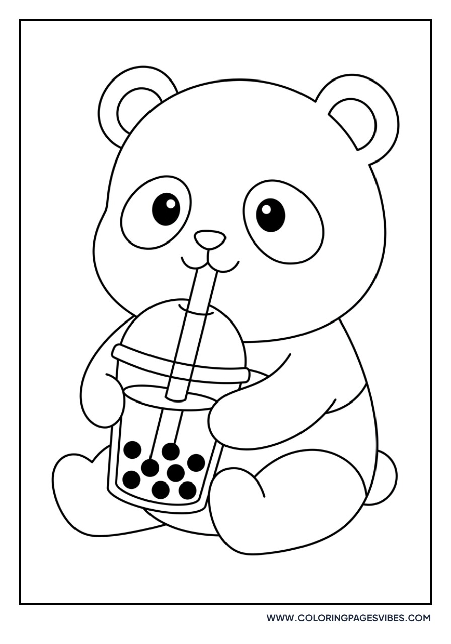 Panda Drinking Milk Tea
