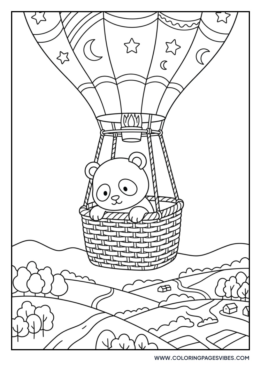 Panda in a Hot Air Balloon