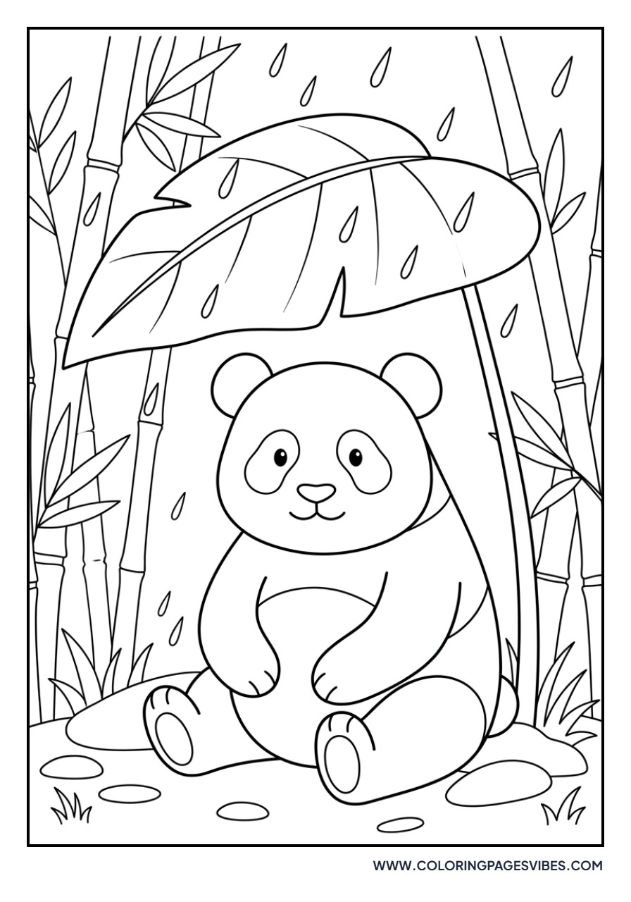 Panda in a Rainy Bamboo Forest