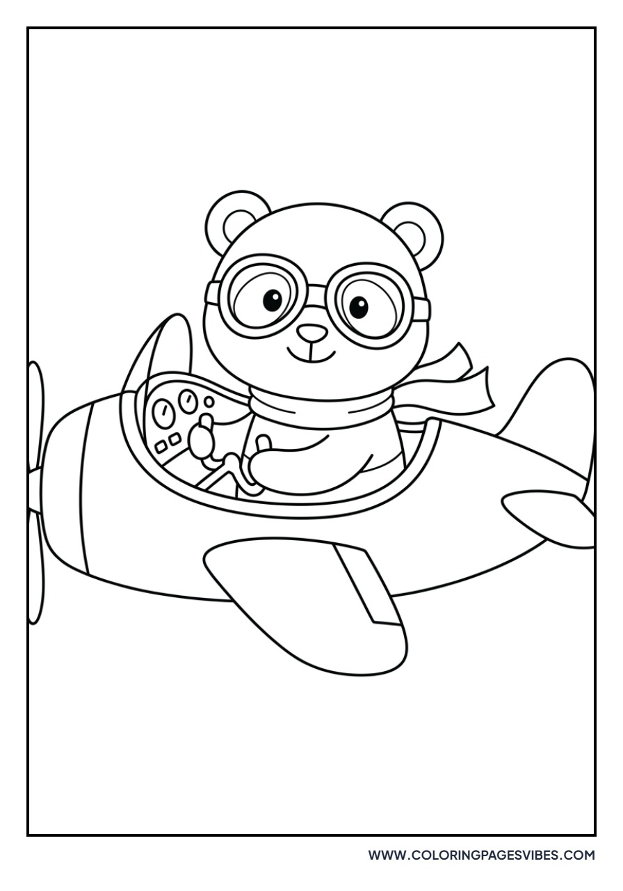 Panda Pilot in Airplane