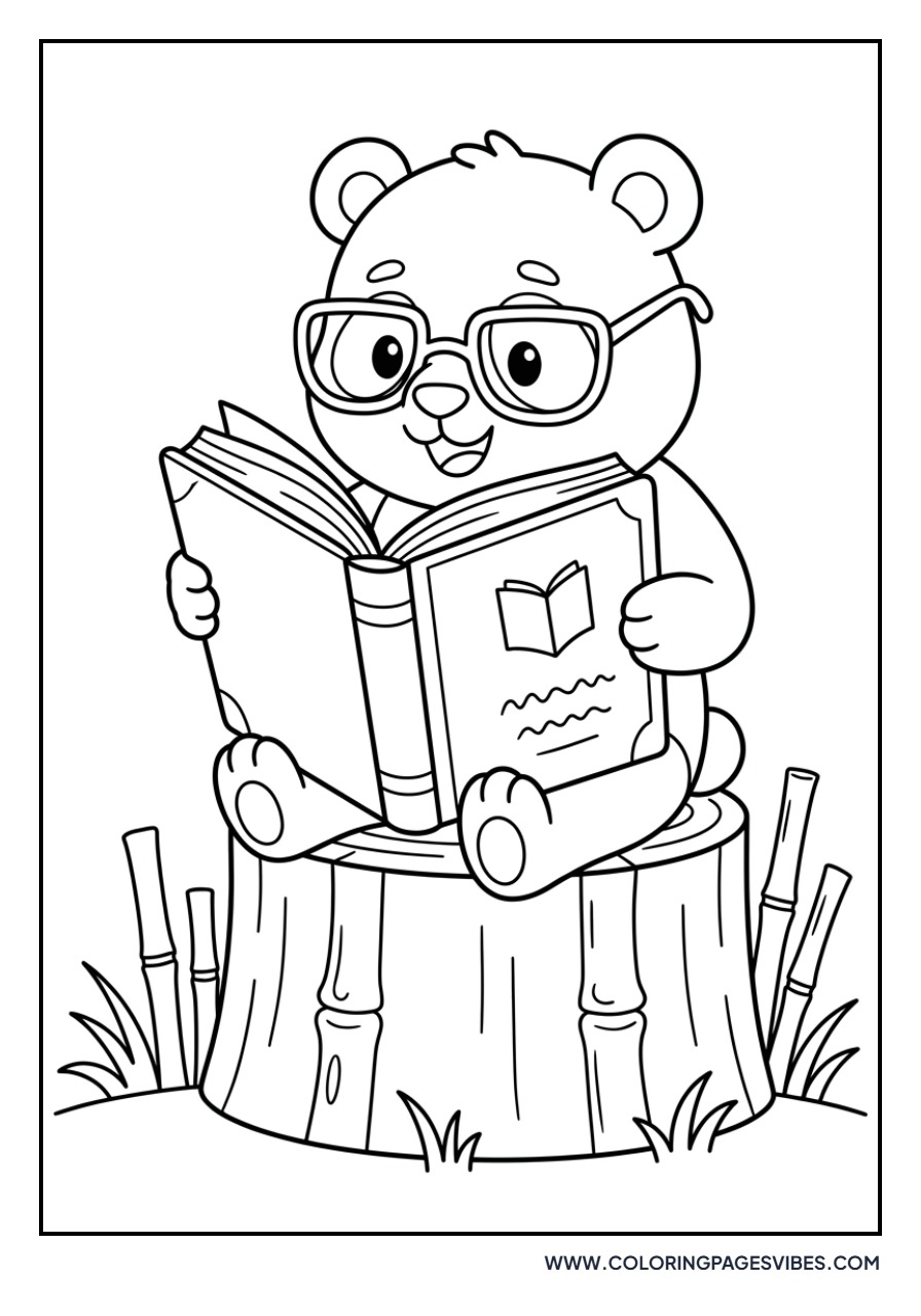 Panda Reading a Book