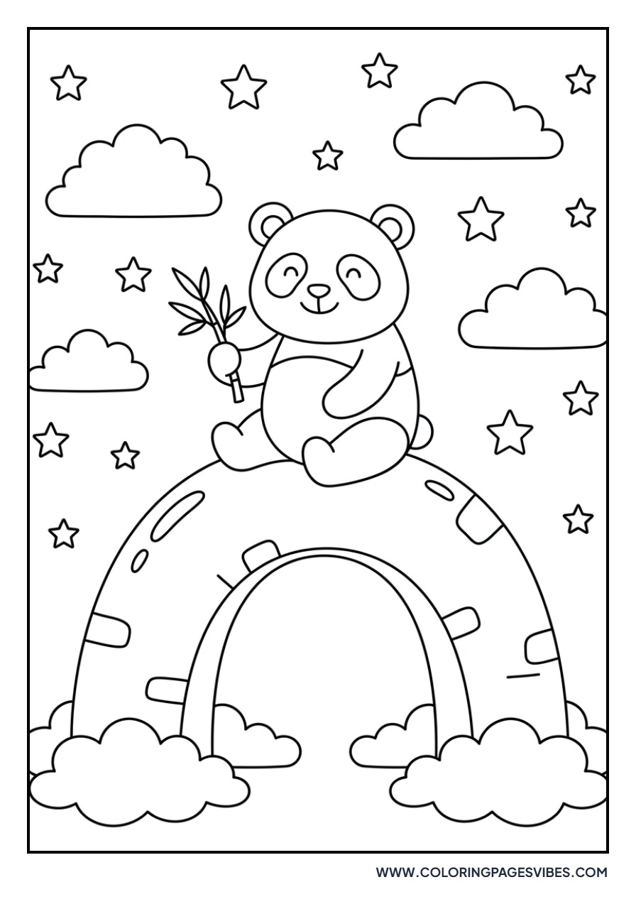 Panda Sitting on a Rainbow