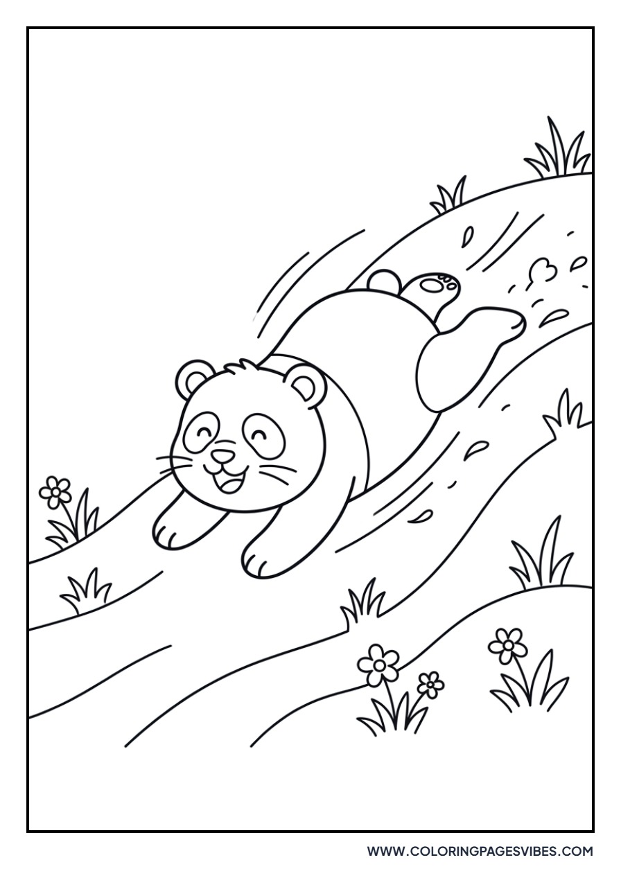 Panda Sliding Down Hill