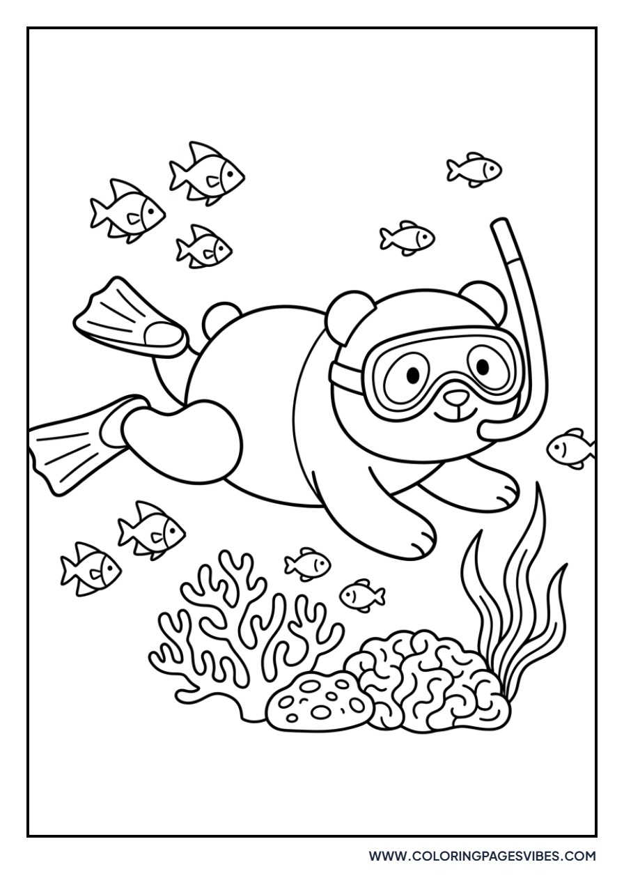 Panda Snorkeling Undersea