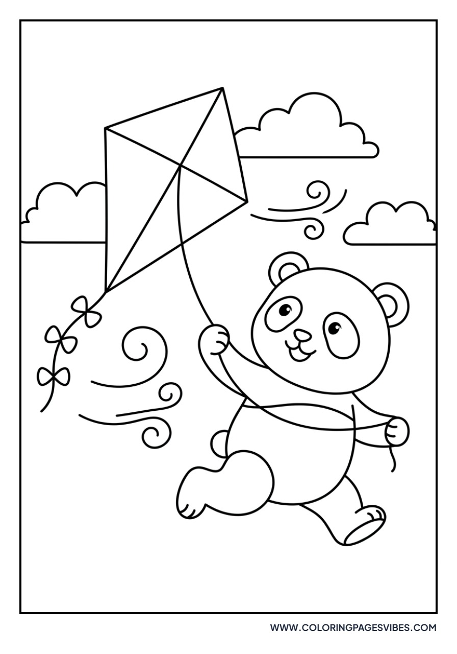 Panda with a Kite