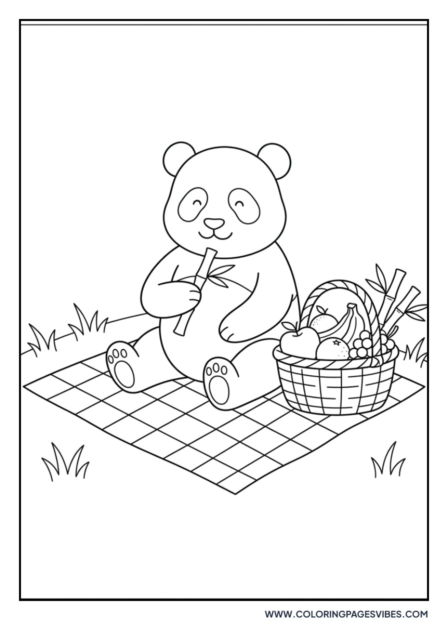 Panda with a Picnic Basket