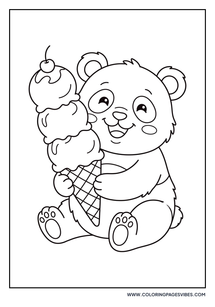 Panda with an Ice Cream Cone
