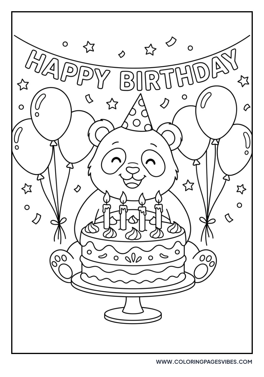 Panda with Birthday Cake