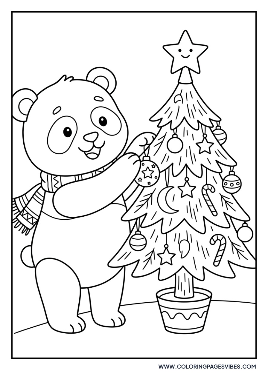 Panda with Christmas Tree
