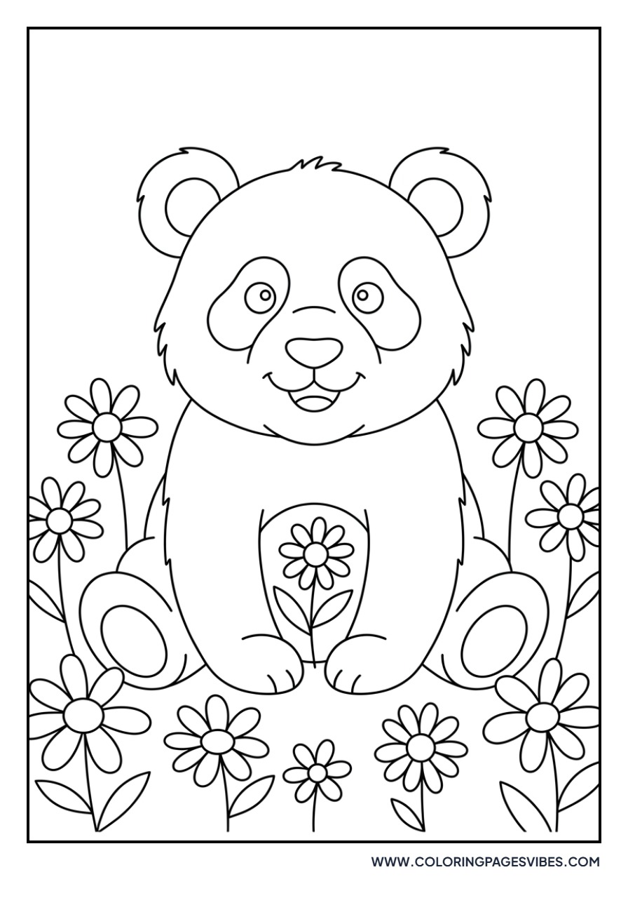Panda with Flowers