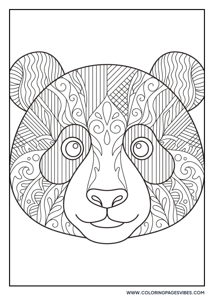 Zentangle Panda Face Portrait