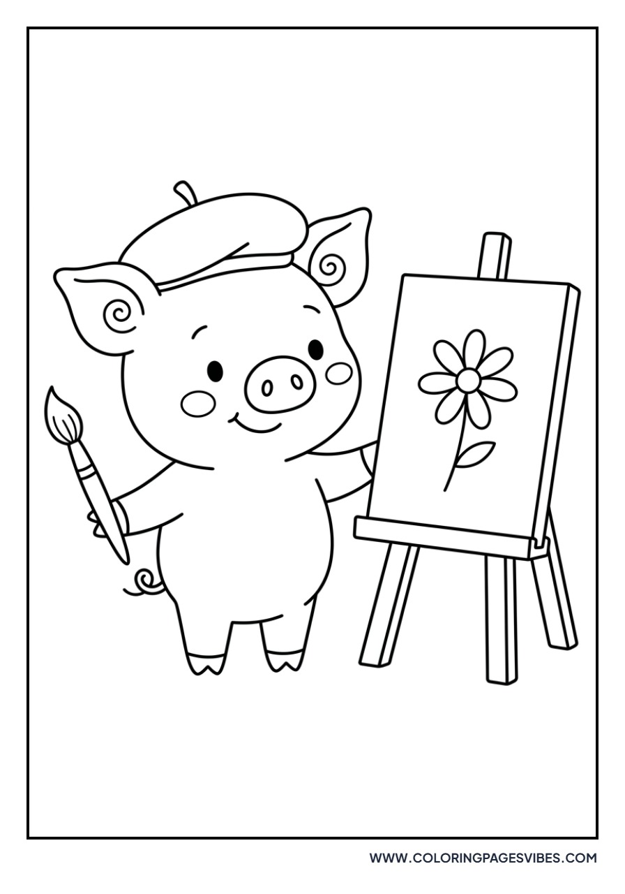 Pig Painting on Canvas
