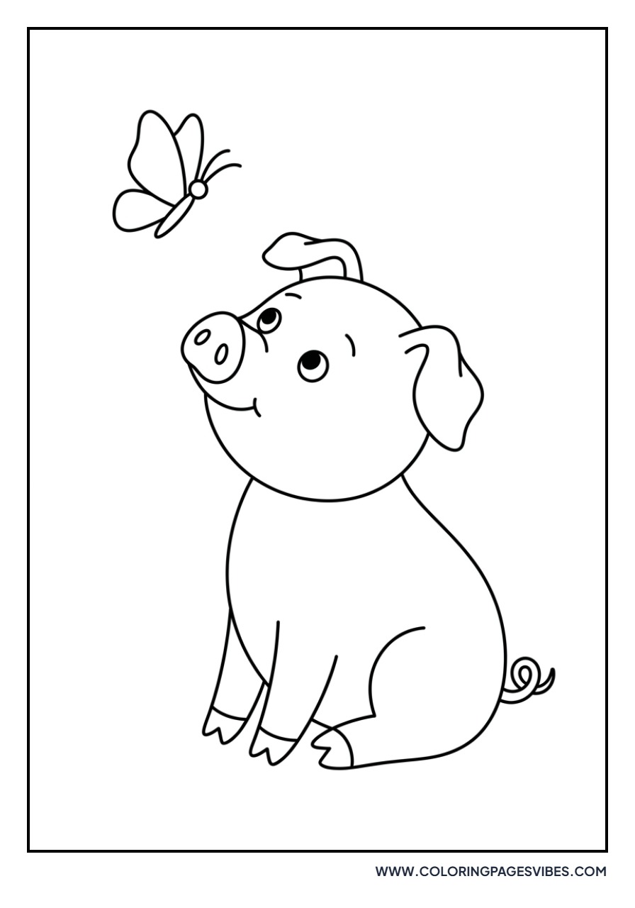 Piglet Chasing a Butterfly