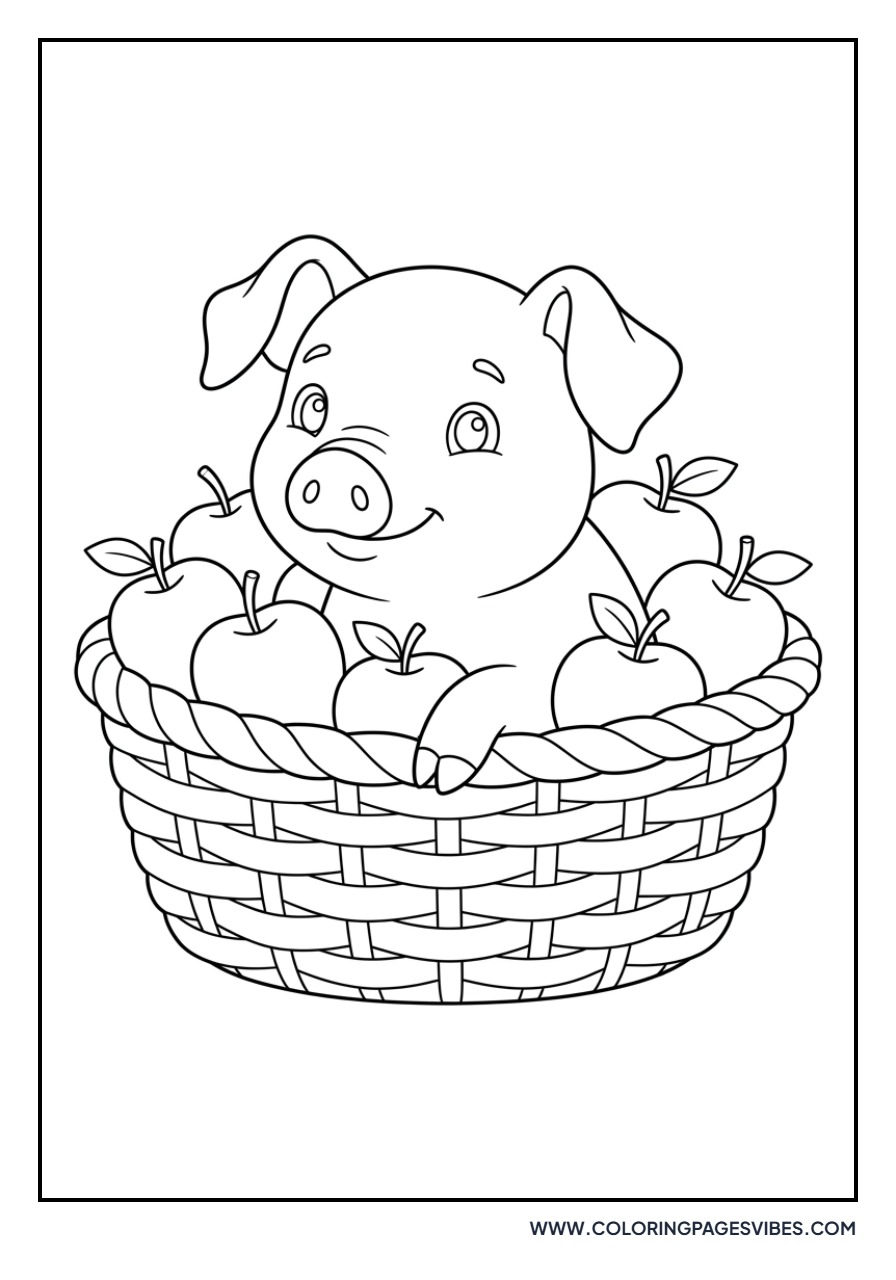 Piglet in a Basket of Apples