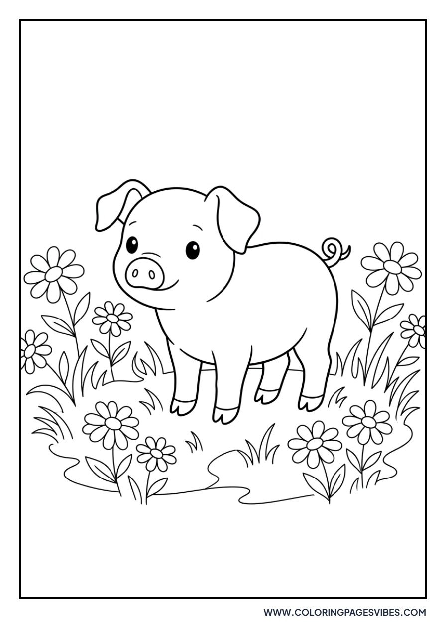 Piglet in a Field of Daisies