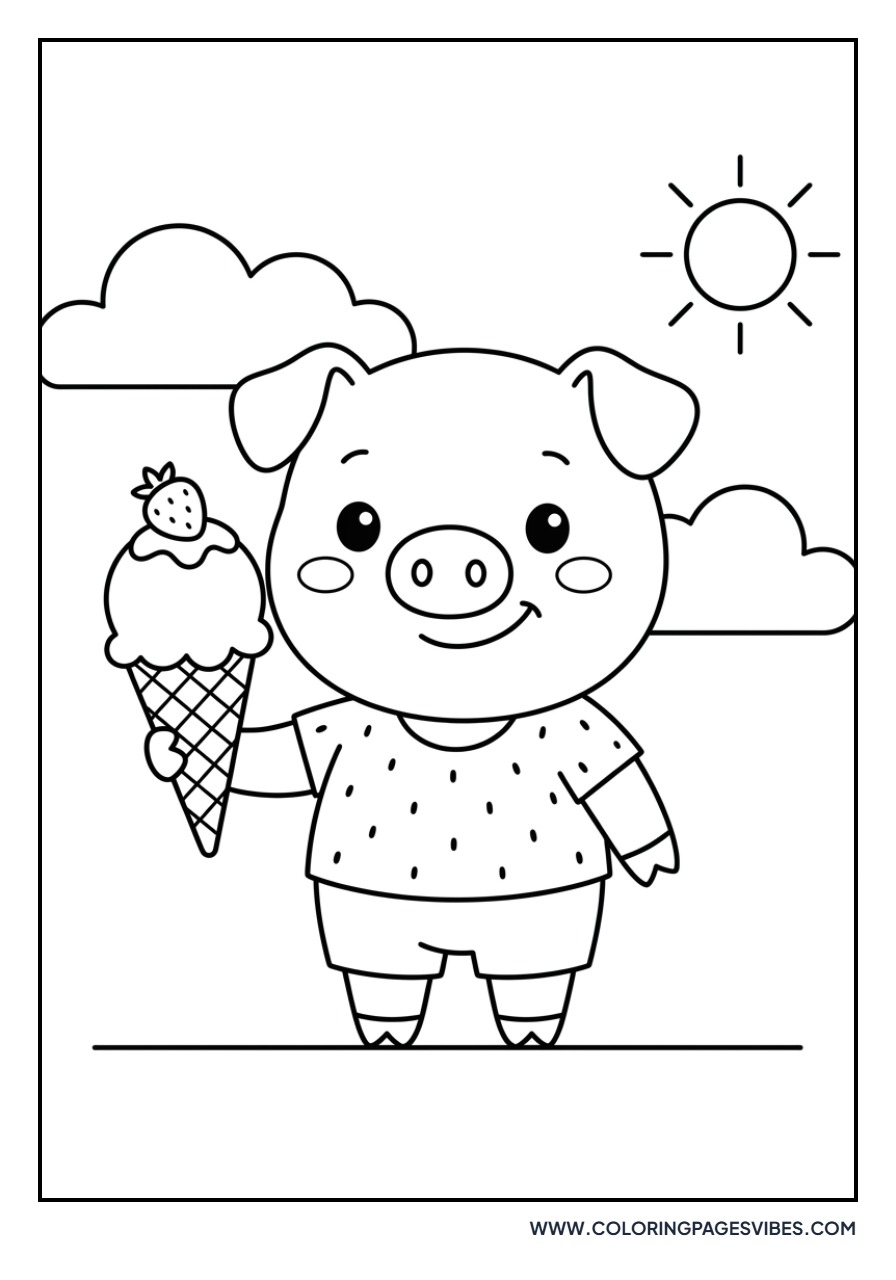 Piglet Licking an Ice Cream
