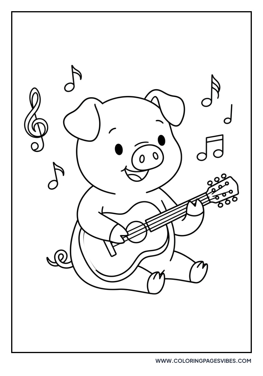 Piglet Playing a Guitar