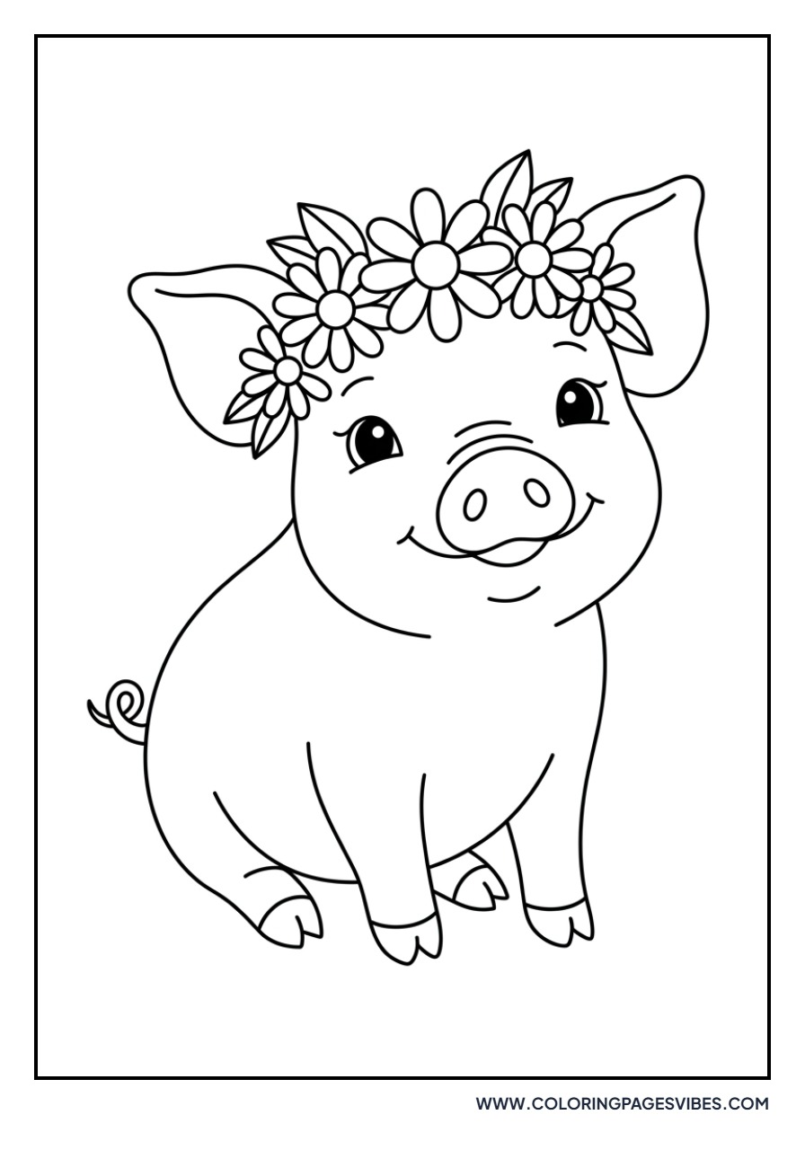 Piglet with a Flower Crown