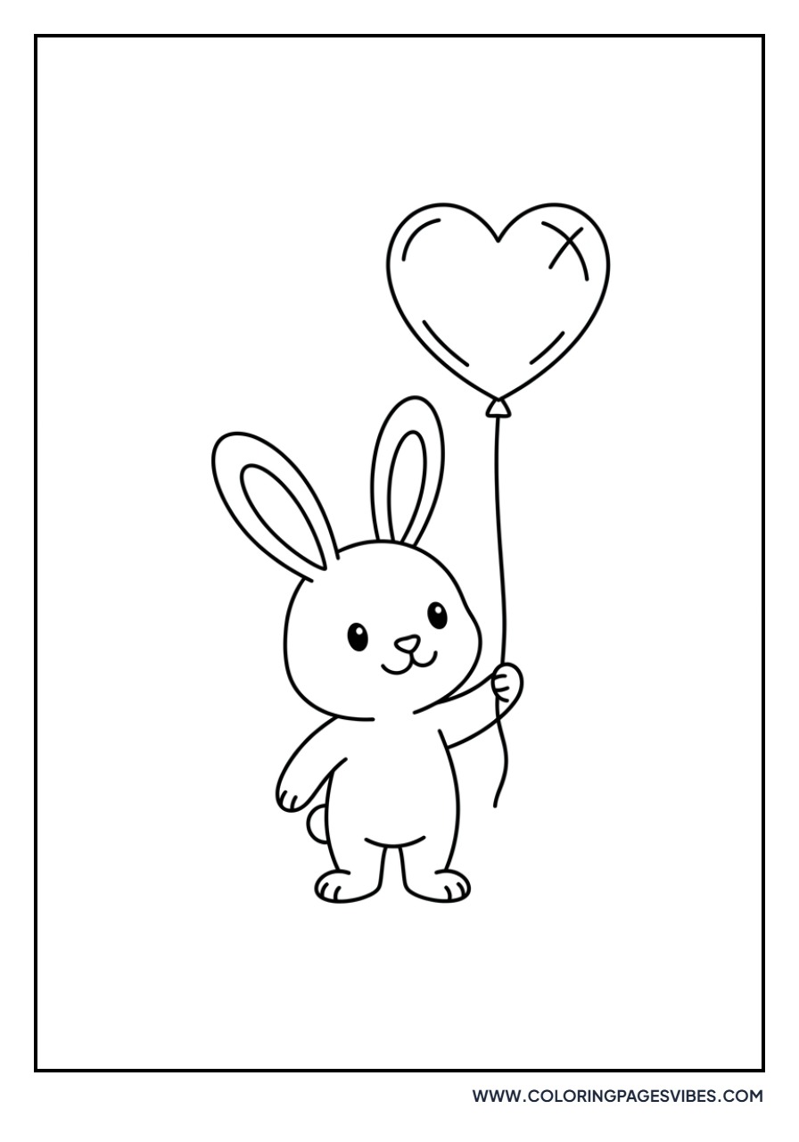 Cute Rabbit Holding a Balloon