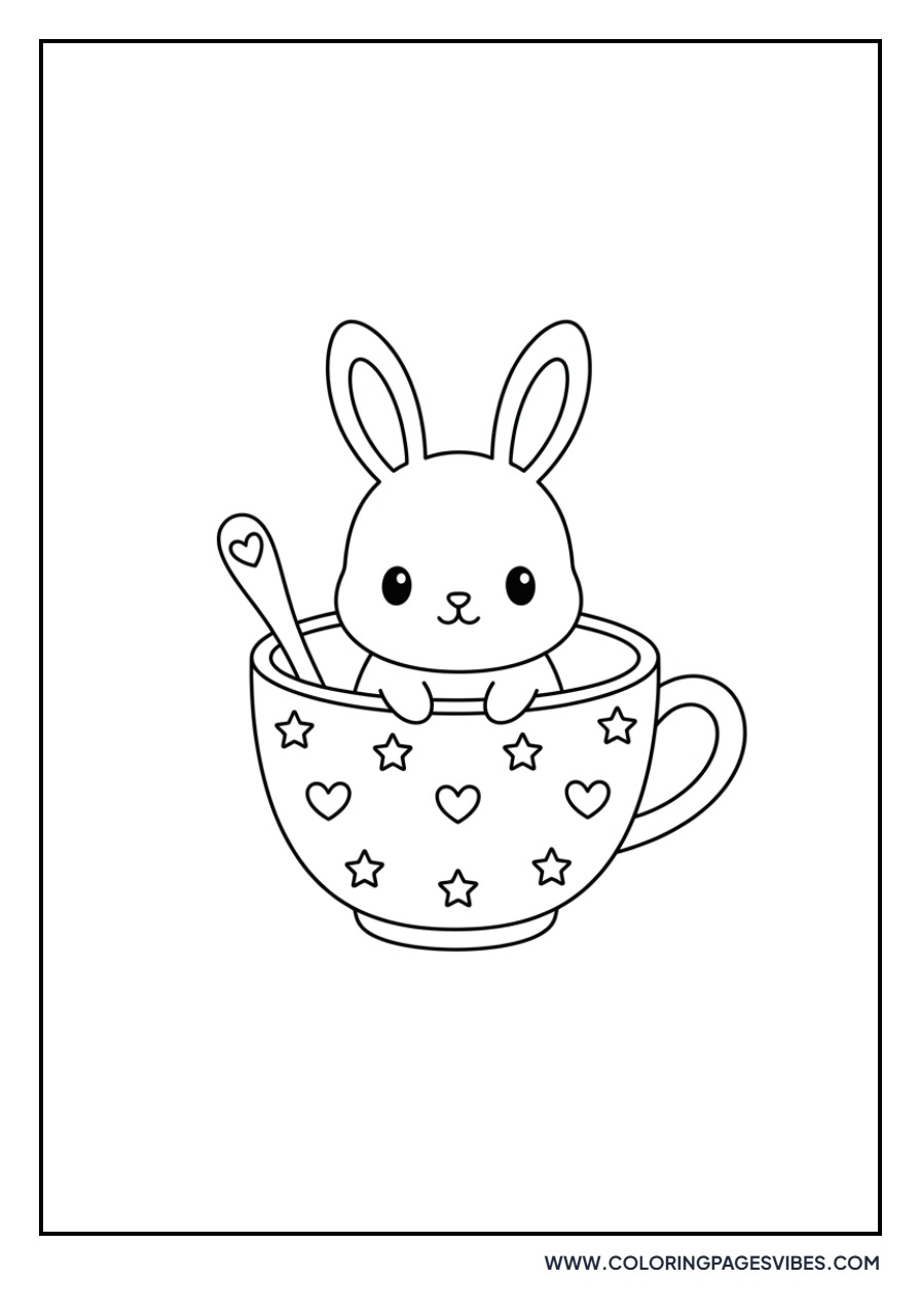 Kawaii Bunny in a Teacup