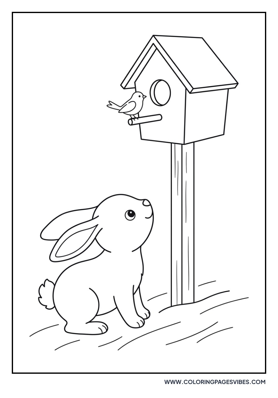 Rabbit and a Birdhouse