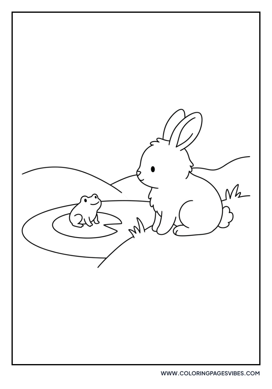 Rabbit and a Friendly Frog