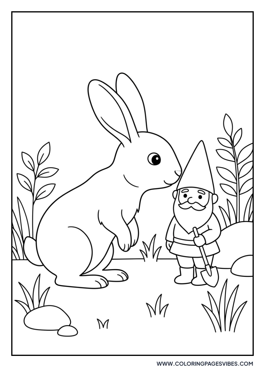 Rabbit and a Garden Gnome