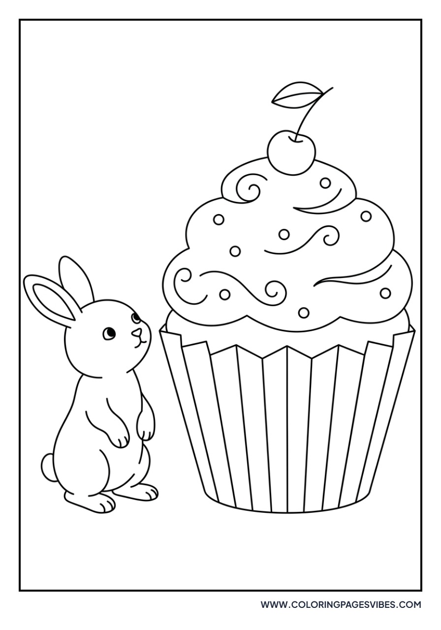 Rabbit and a Giant Cupcake