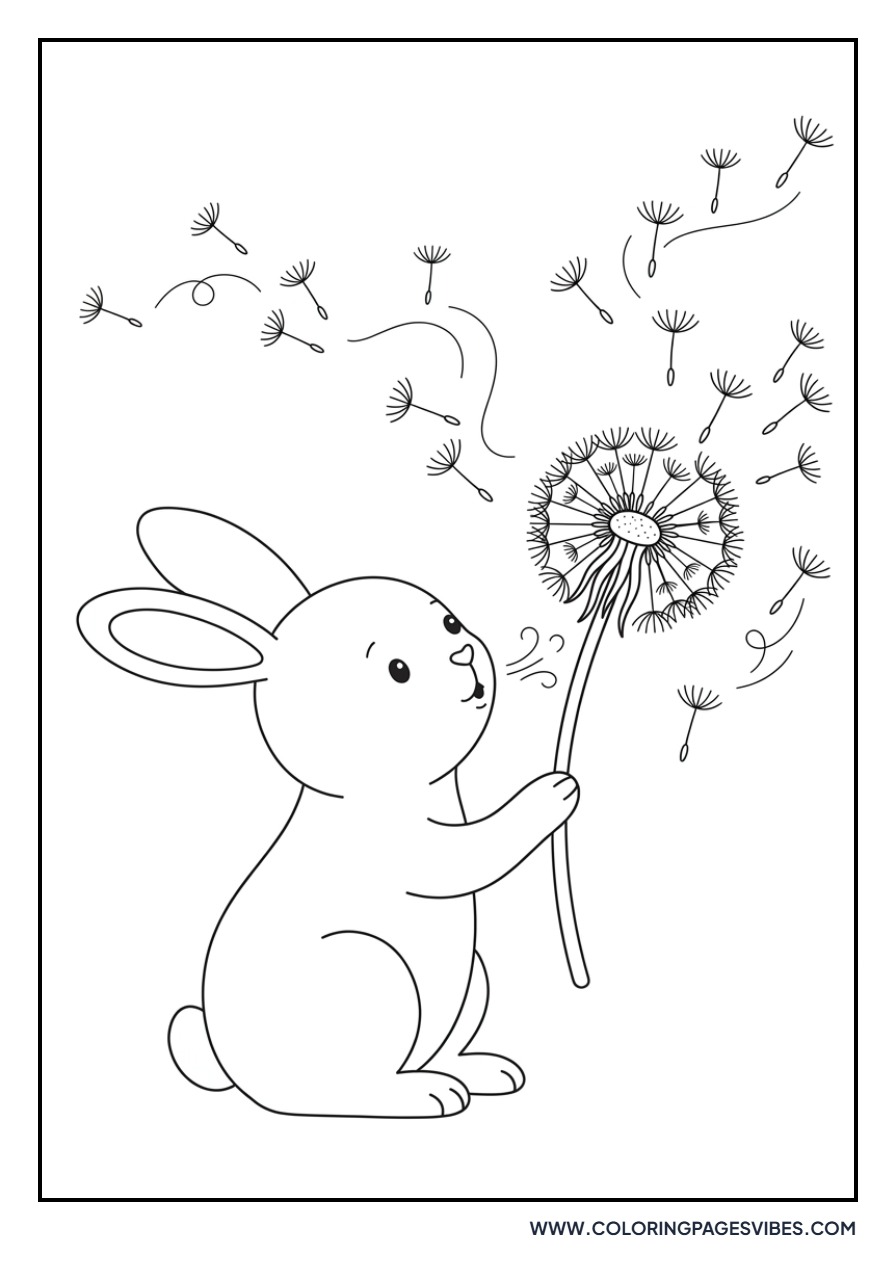 Rabbit Blowing a Dandelion
