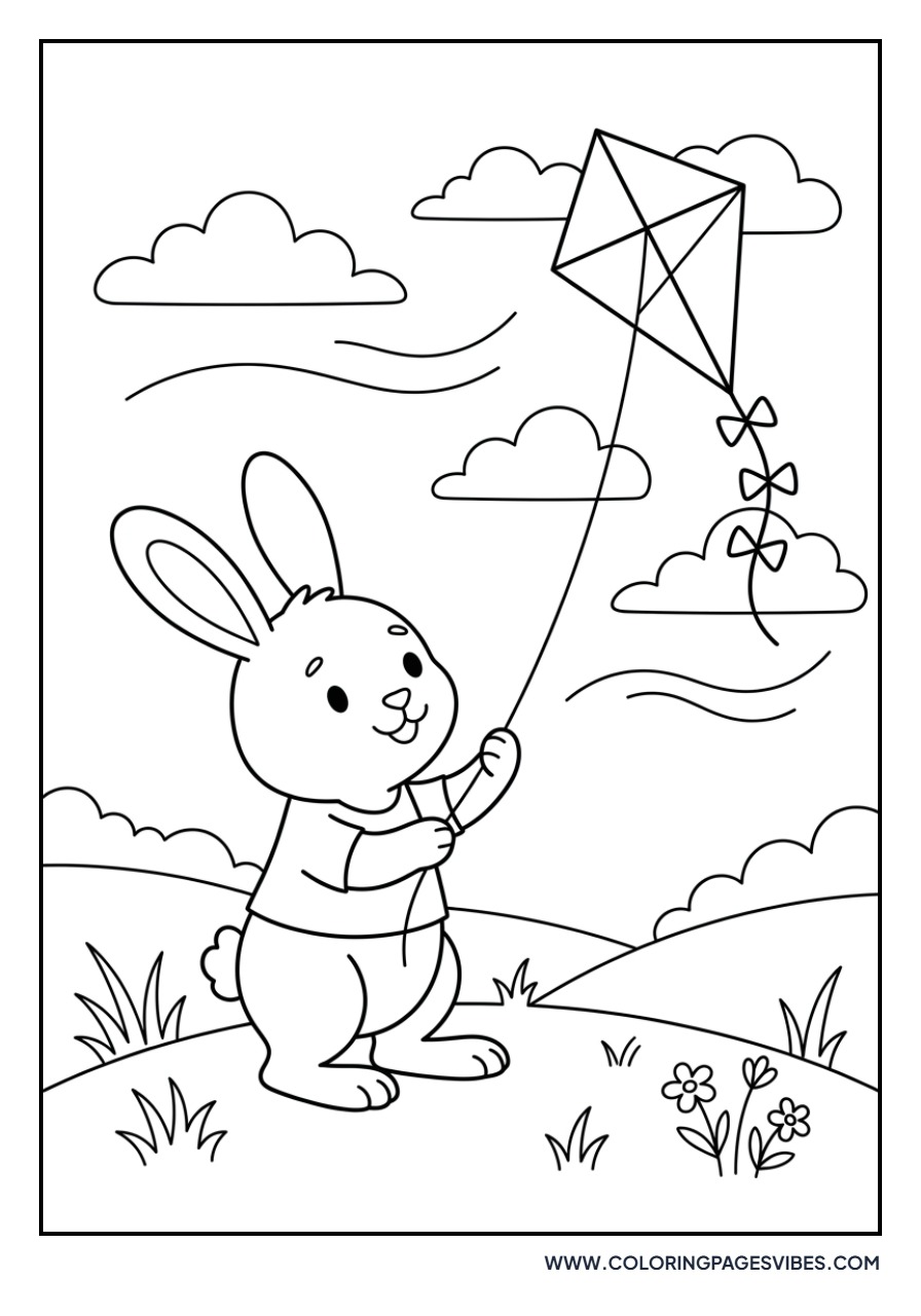 Rabbit Flying a Kite
