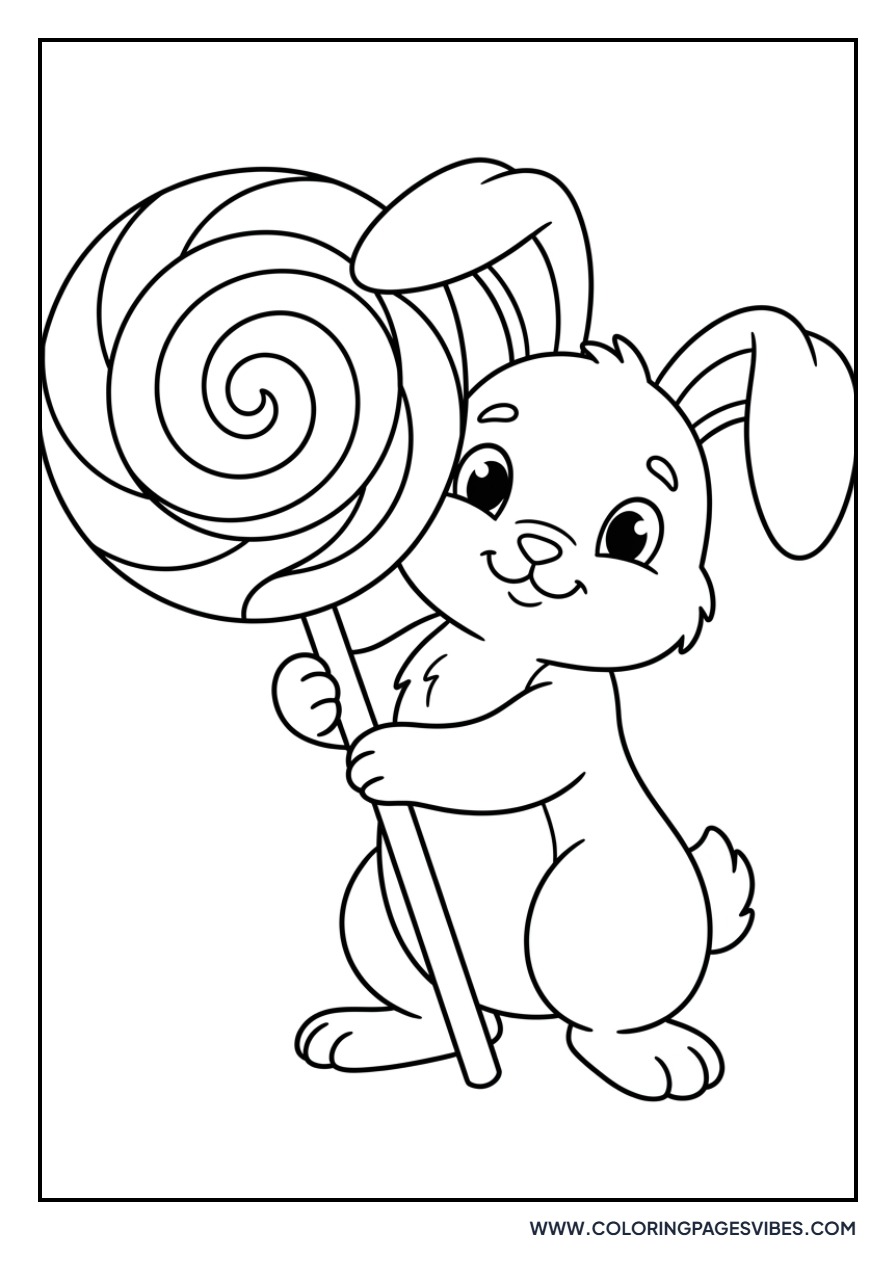 Rabbit Holding a Lollipop