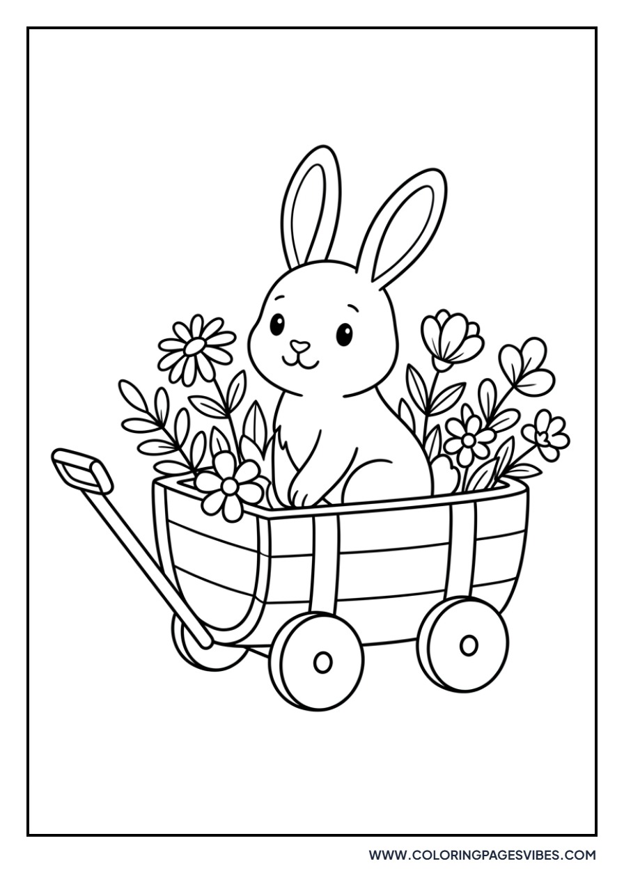 Rabbit in a Garden Wagon