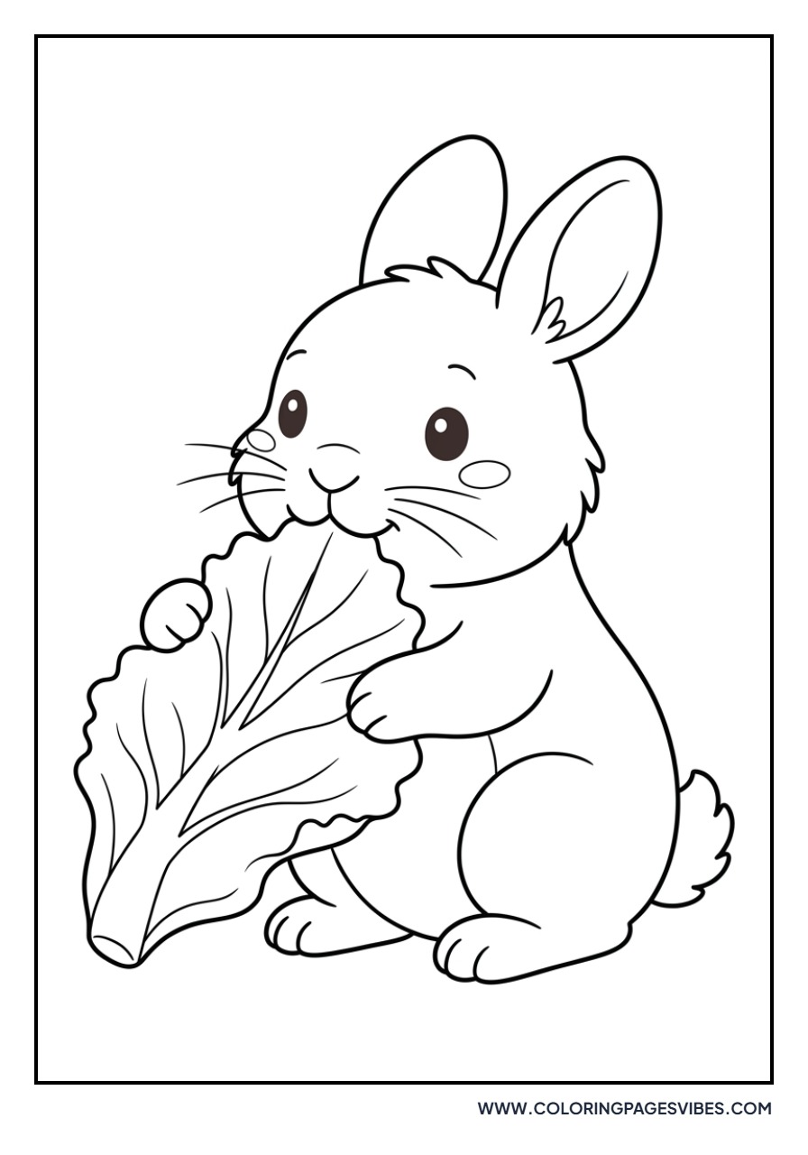 Rabbit Nibbling Lettuce