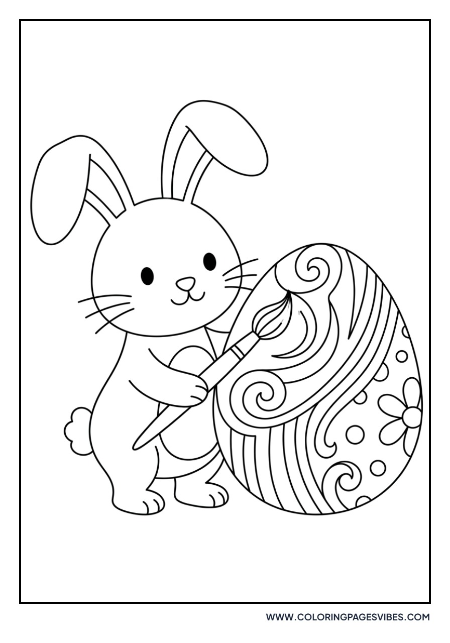 Rabbit Painting an Easter Egg