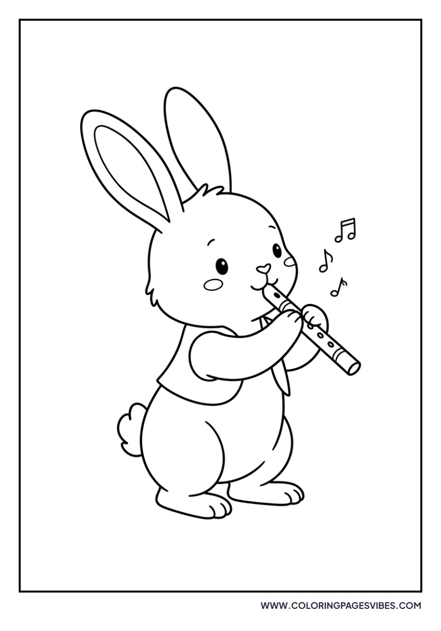 Rabbit Playing a Flute