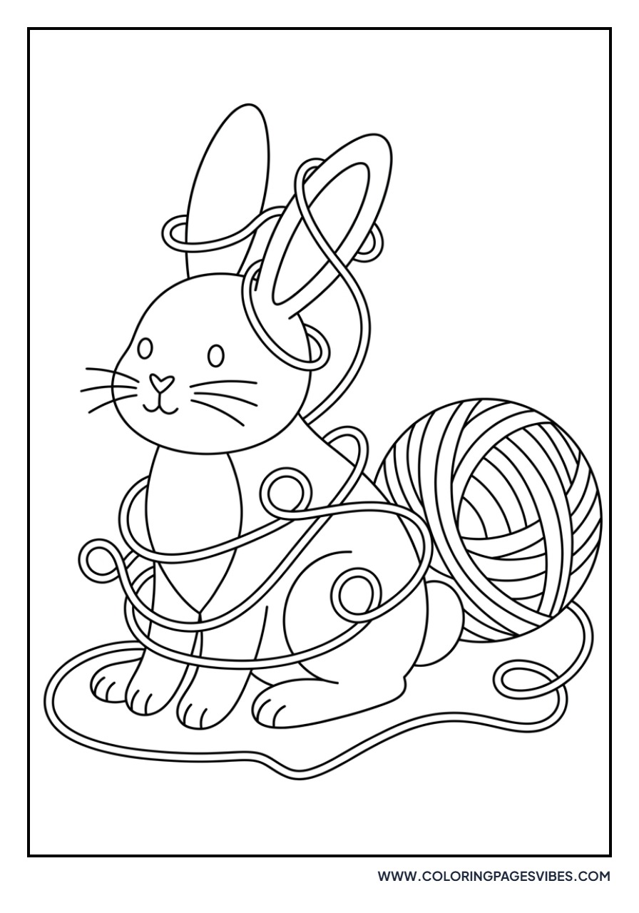 Rabbit Playing with a Yarn Ball